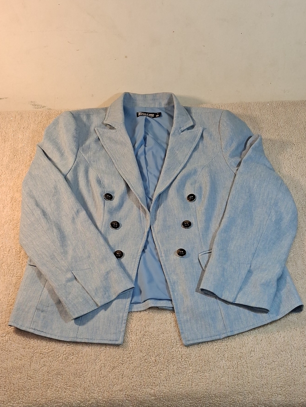 7th Avenue New York & Company Light Blue Double-Breasted Women's Blazer